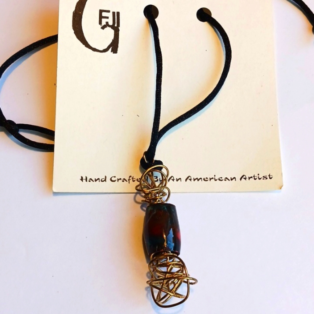 Necklace Vintage Hand Crafted American Artist Enamel Copper #eshopchicago